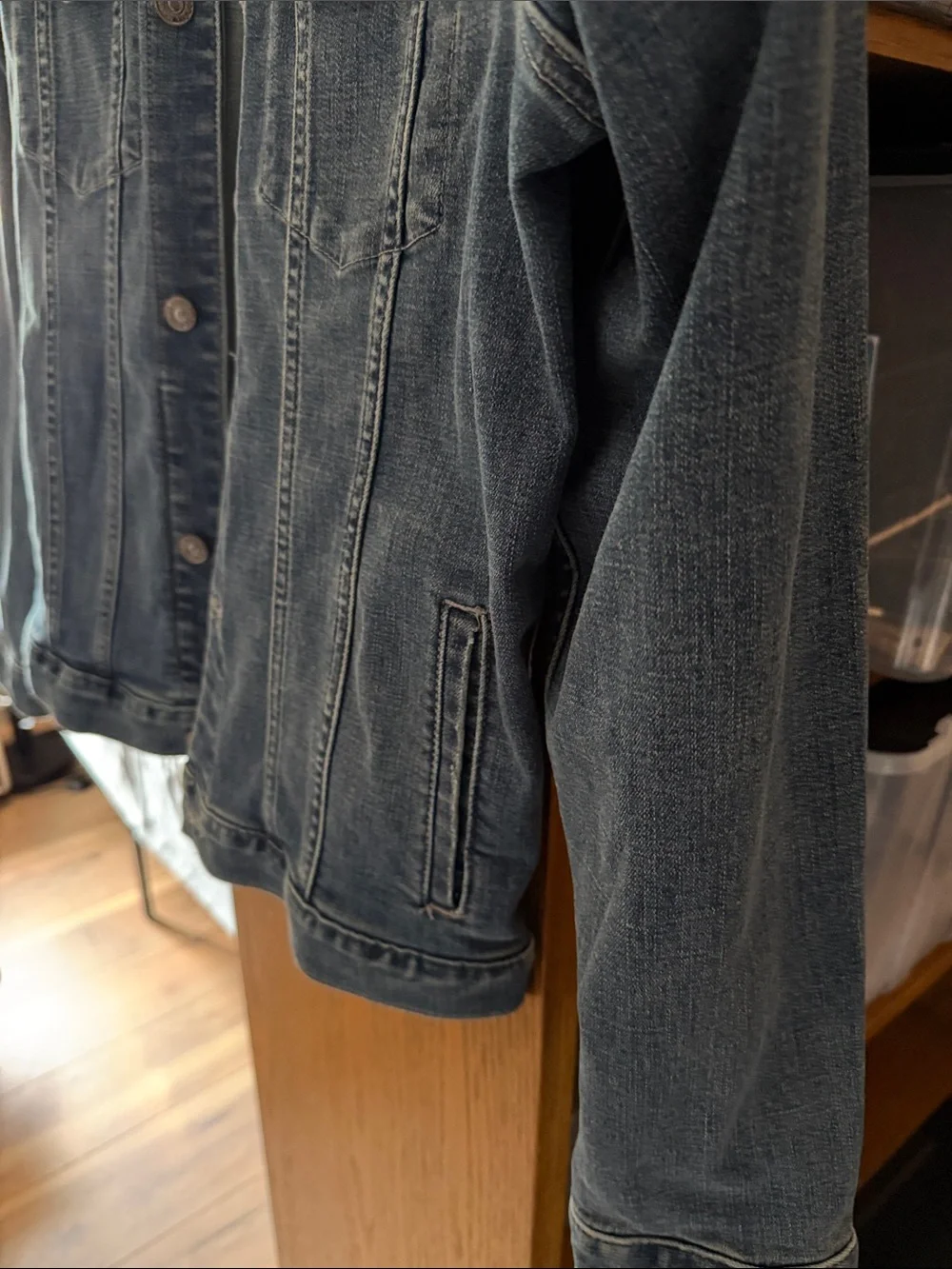 7 For All Mankind Men's Gray Denim Jacket - Button Front